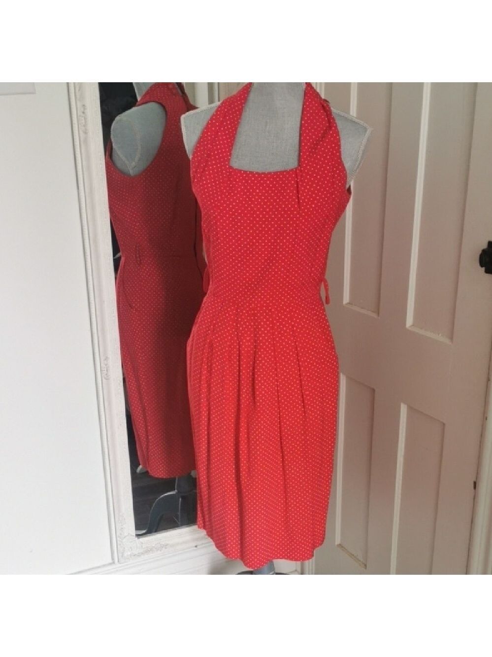 Joseph Ribkoff vintagepinupstyle rockabilly retro red/white polkadot dress.5/6